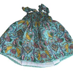 Haute Hippie Toddler Girls Smocked Shirred Tank Top Sz 4T Blue Floral Ruffle